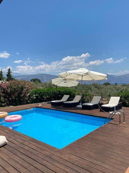 Georges Villa Galaxidi, Family, Pool And Garden Bagian luar foto